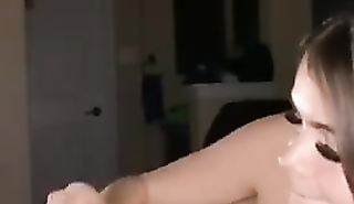 Красивая грудастая жена дрочит член мужа