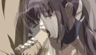 Анимешлюха сосёт хуй в клетке